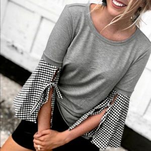 NWT 🆕 Gingham Tie Sleeve